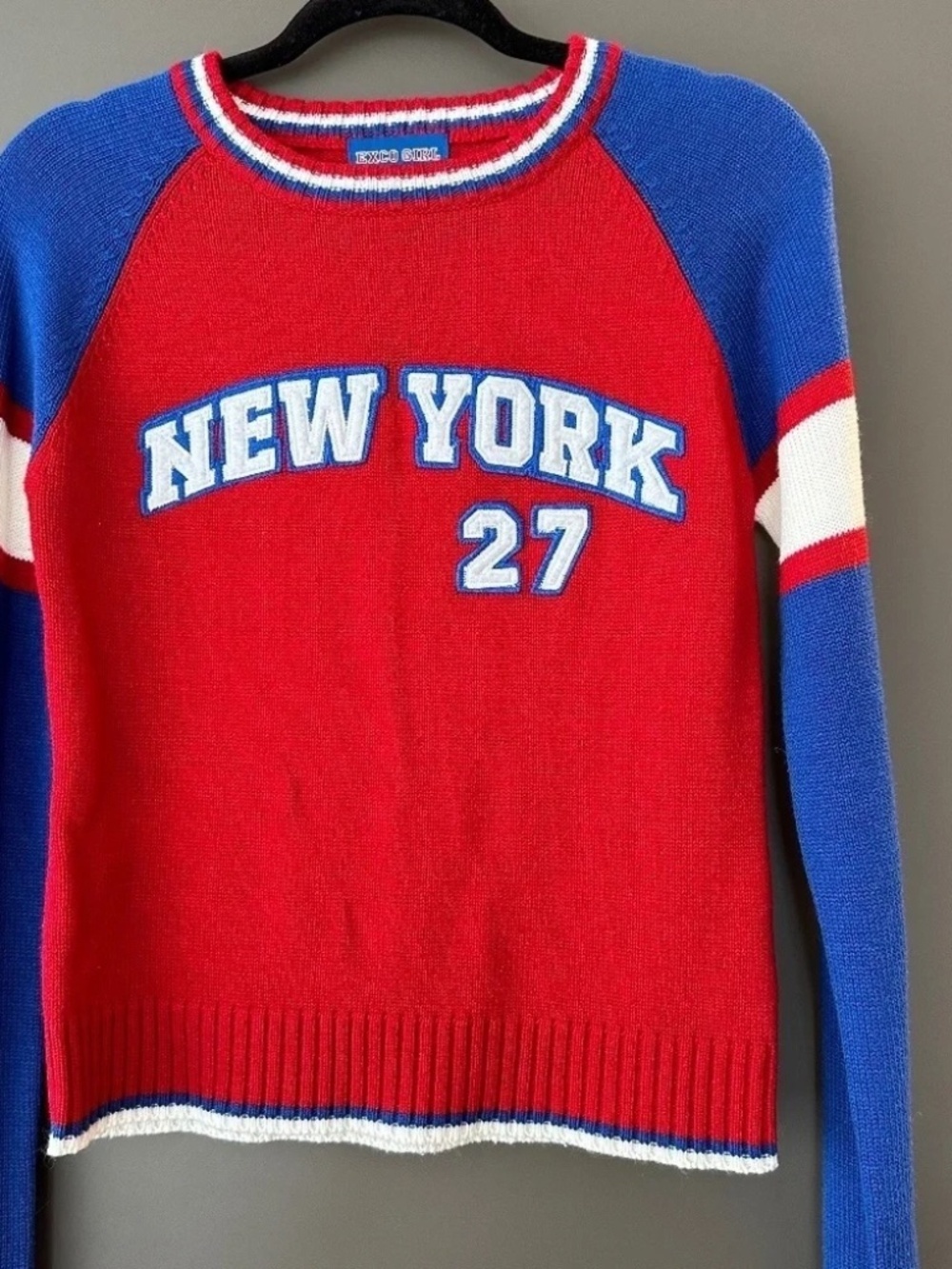 Exco Girl New York Sweater Vintage Knit NEW YORK Embroidered Patch Size S